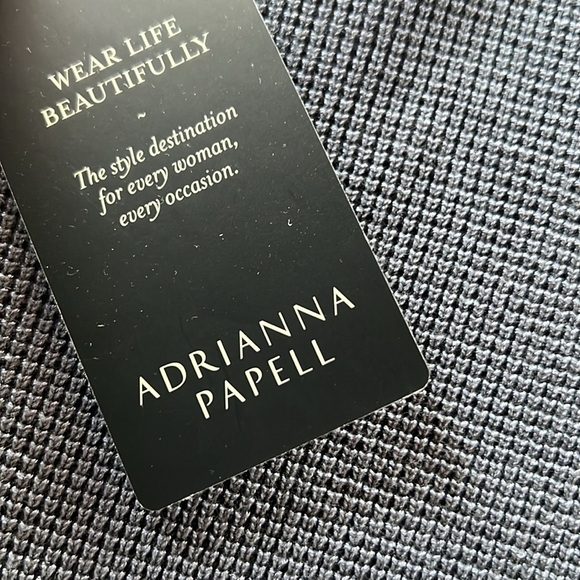 NWT Adrianna Papell Crew Neck Sweater with 3/4 Mesh Sleeves Dusty Blue Sz Large - Picture 8 of 9